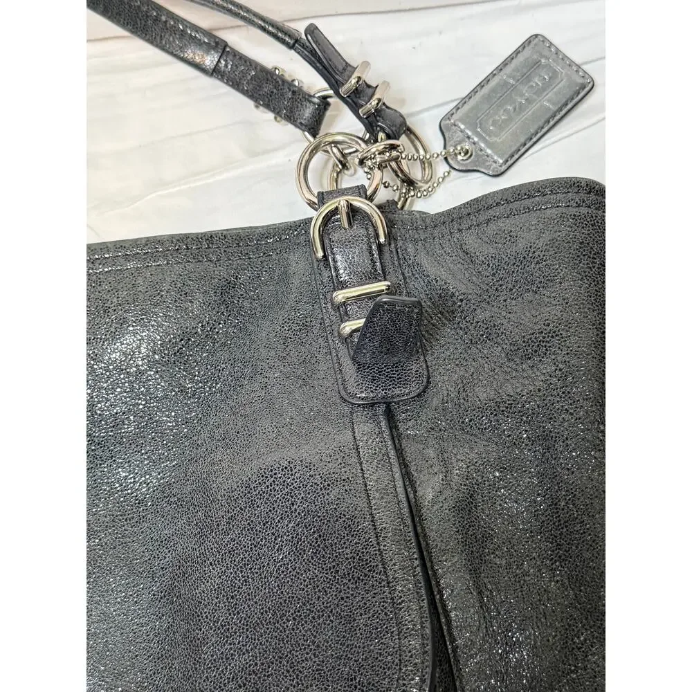 Coach Black Metallic Kristin Pinnacle Leather Classic Tote